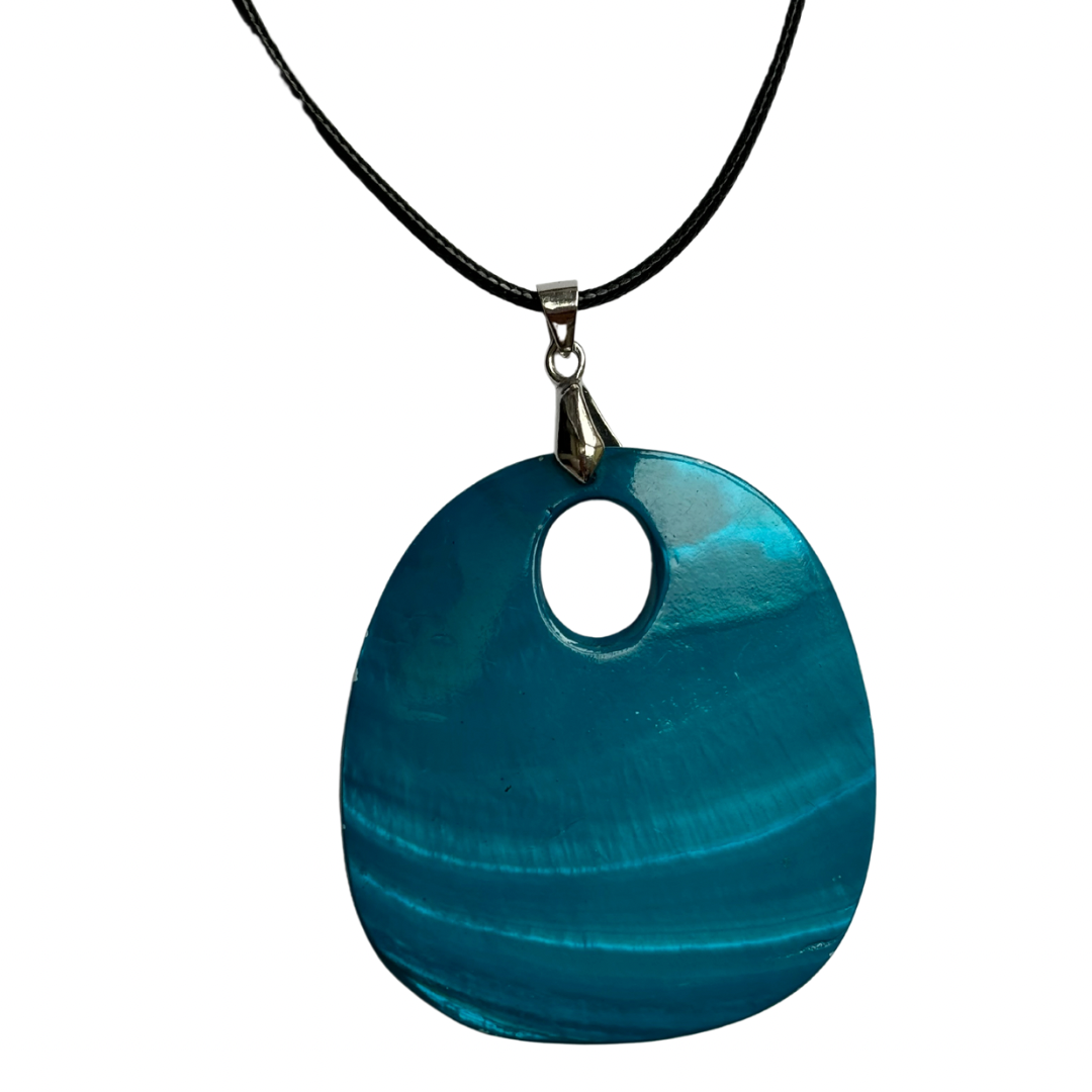 oversized oval pendant in turquoise