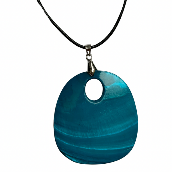 oversized oval pendant in turquoise