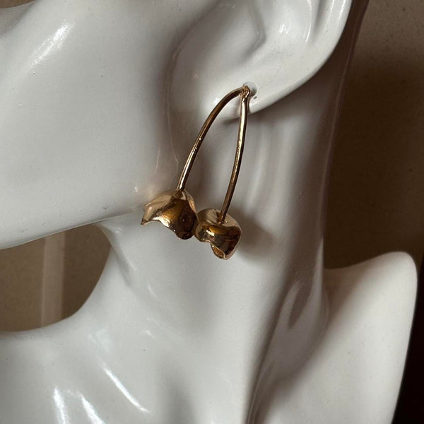 oversized gold cherry earrings