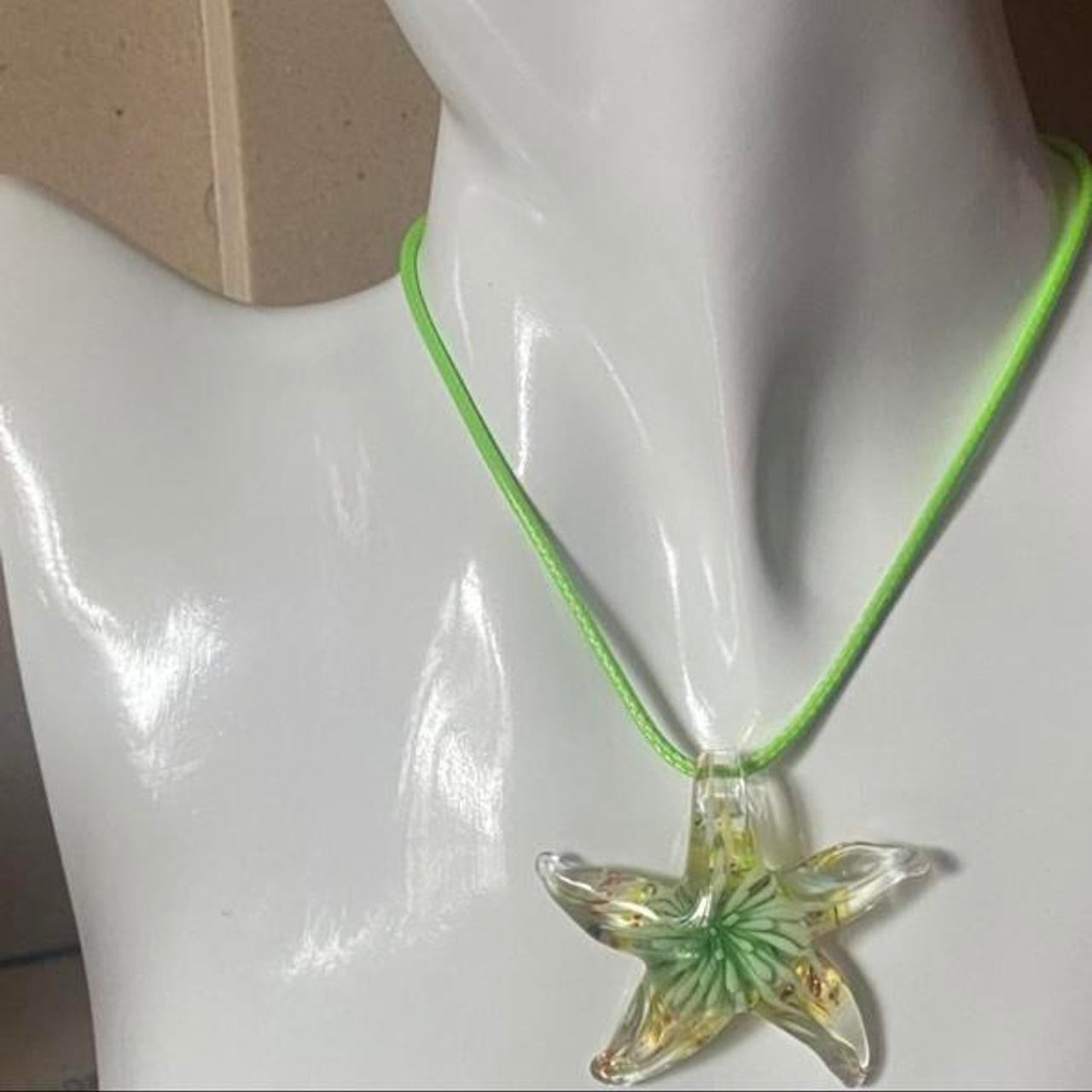 green glass starfish necklace