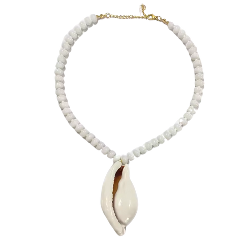 concha bead necklace in white