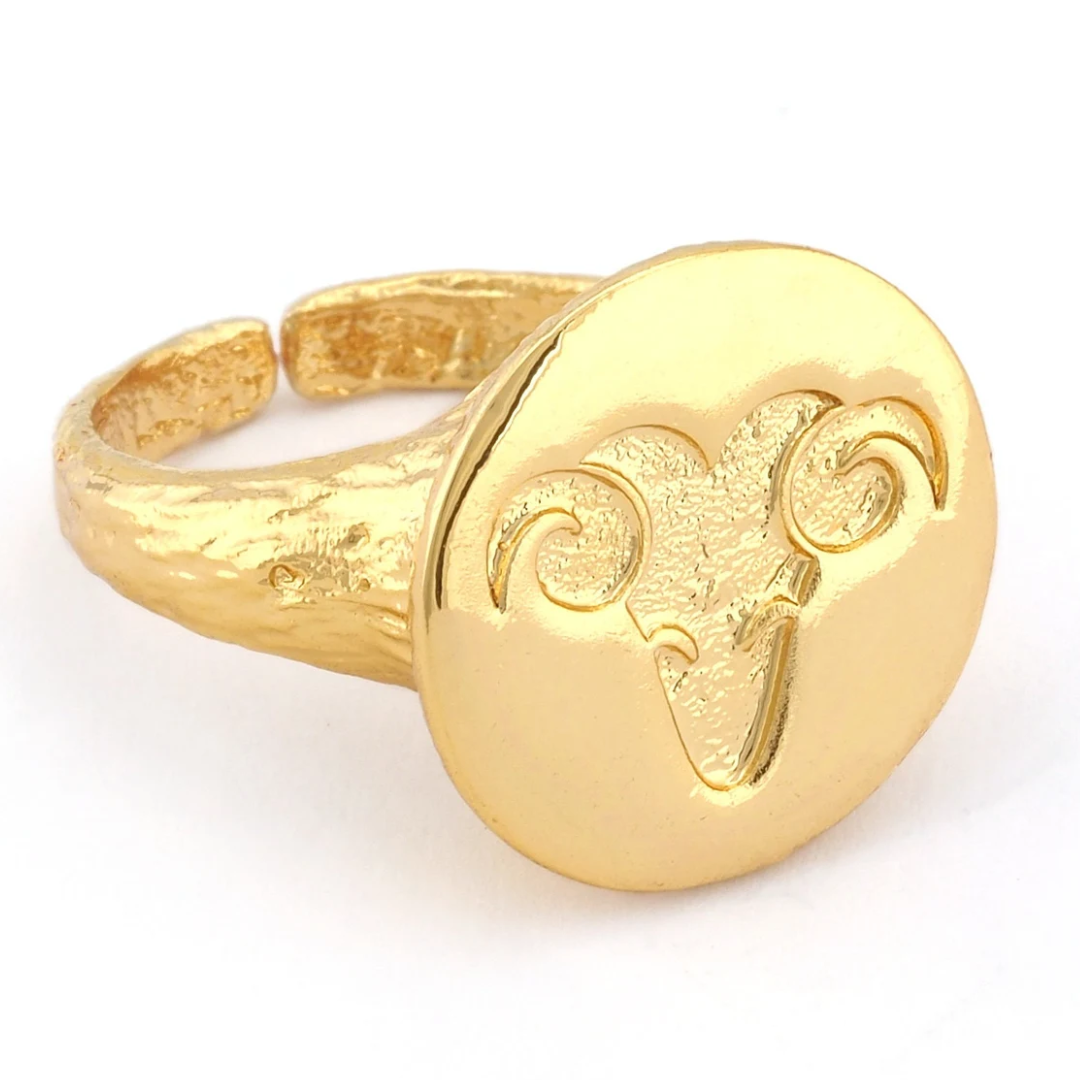 aries adjustable signet ring