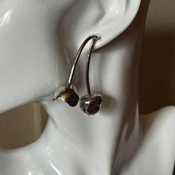 oversized silver cherry earrings