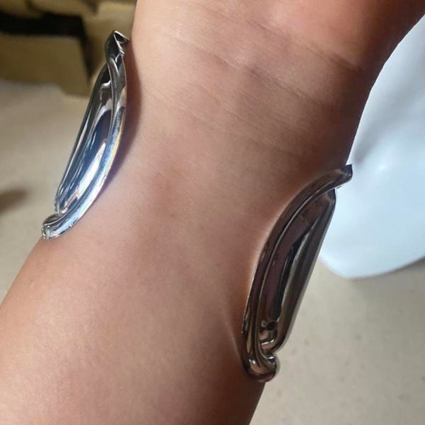 chunky large silver cuff bangle