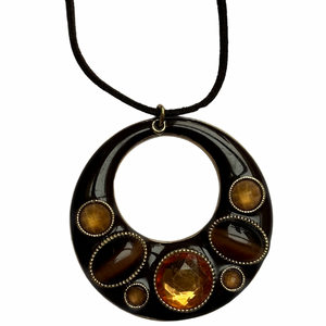 gemstone round pendant in brown