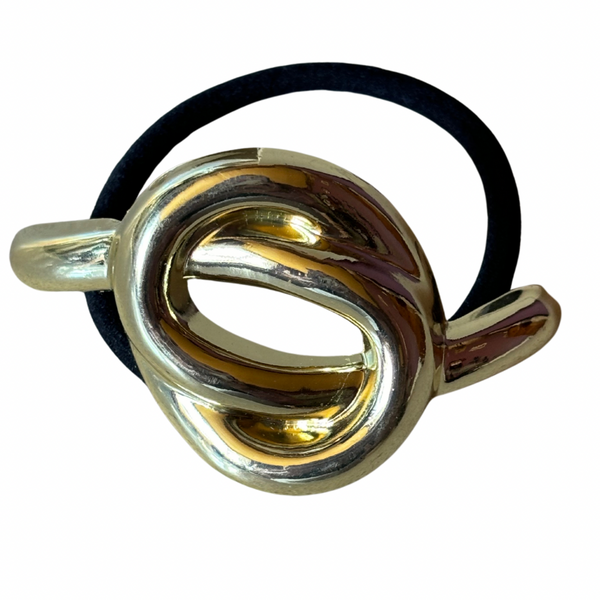 swirl hair tie in gold