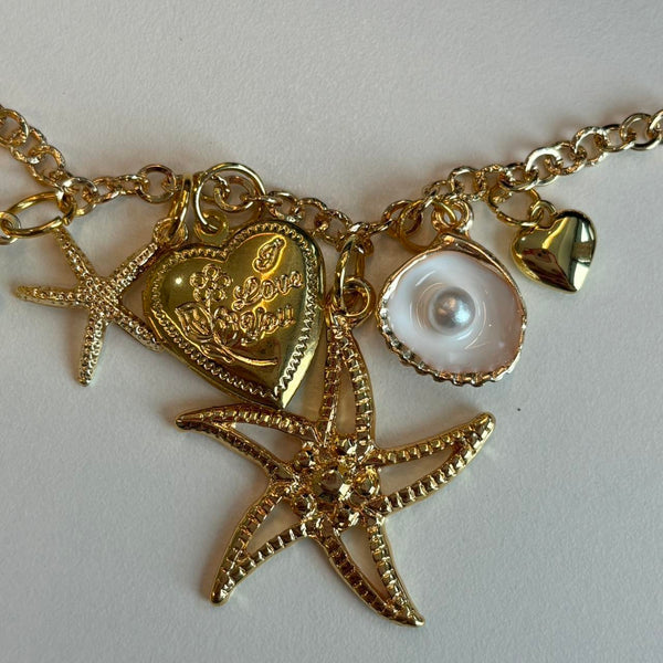 beach gold charm necklace