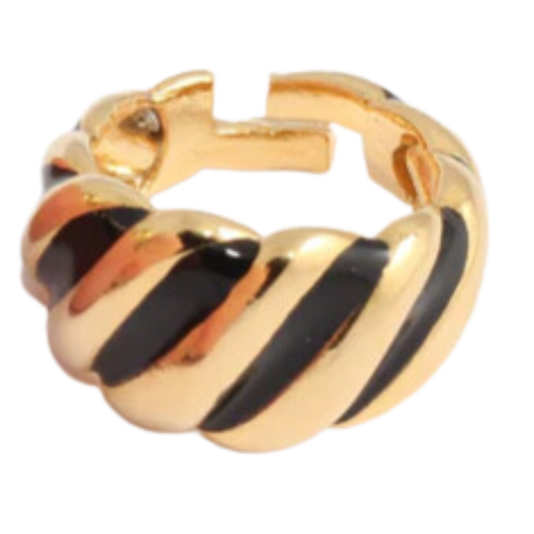 chunky ribbed adjustable ring in gold and black