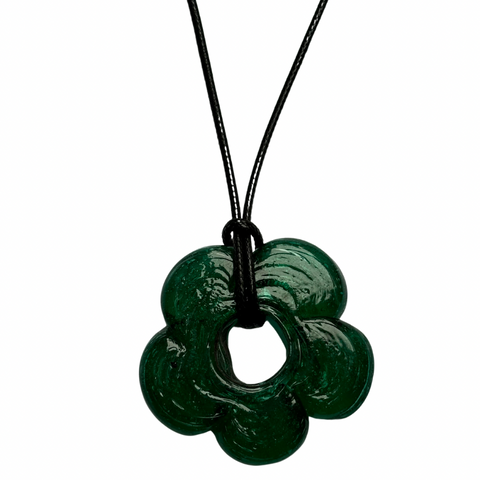 large green glass flower necklace