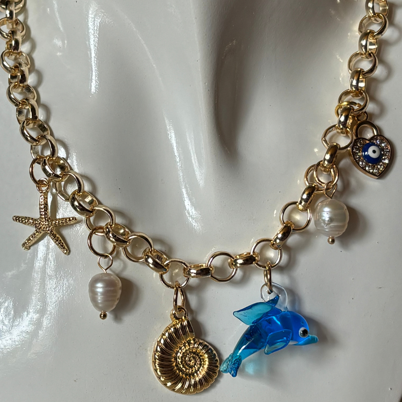 dolphin gold charm necklaces