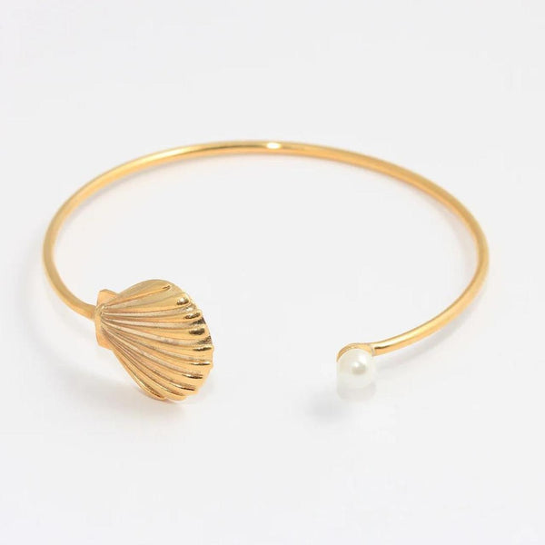 shell pearl cuff bangle