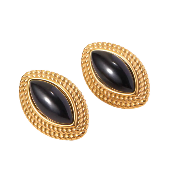 textured bead earrings in gold and black