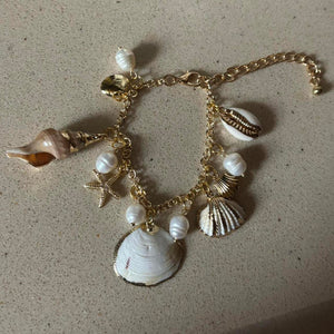 handmade shell charm gold bracelet