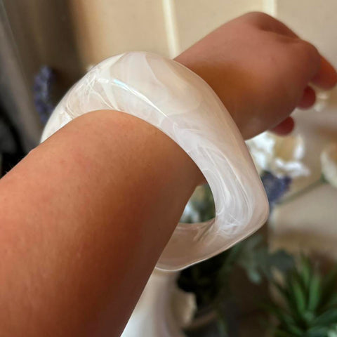 resin chunky bangle in creamy white