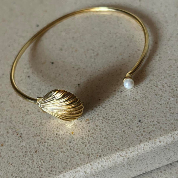 shell pearl cuff bangle