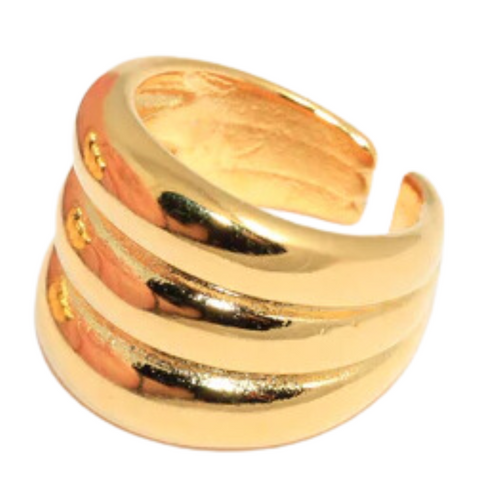 ribbed chunky adjustable ring in gold