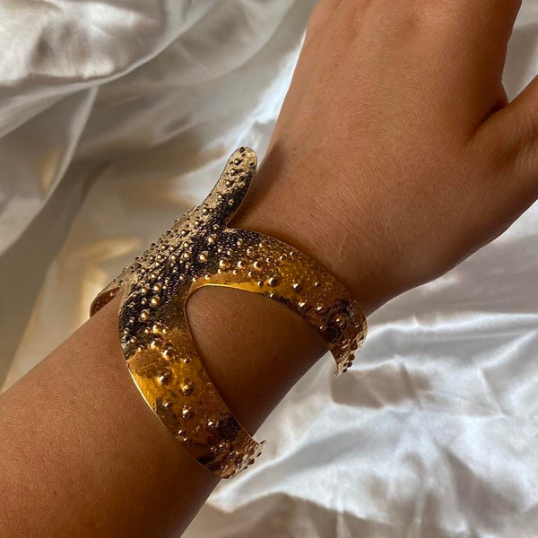 chunky gold starfish cuff bangle