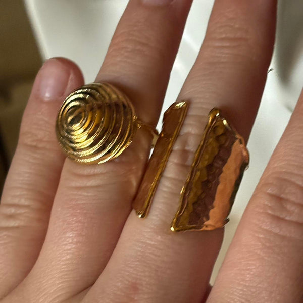 hammered irregular ring in gold