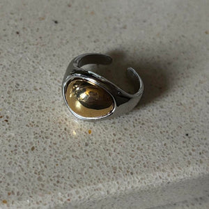 mixed metal oval adjustable ring