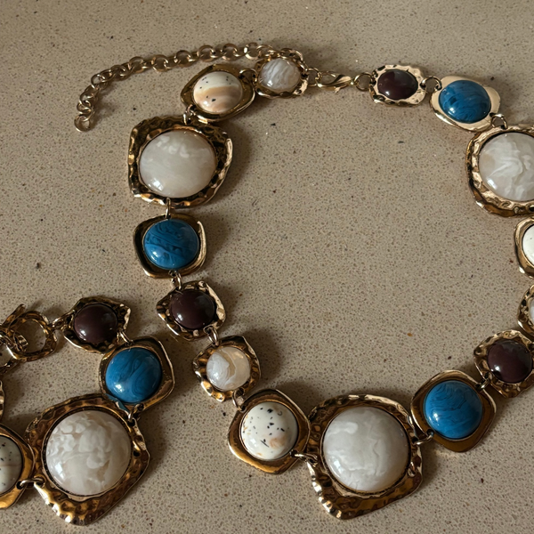 chunky indian stone necklace in gold