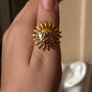 sun chunky adjustable ring gold