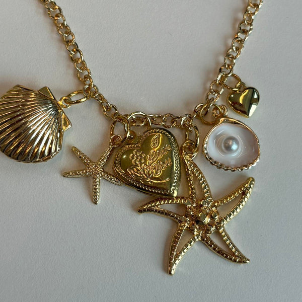 beach gold charm necklace