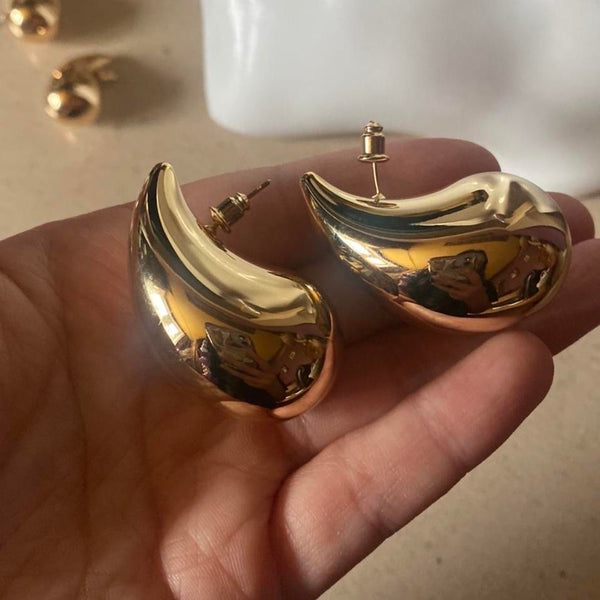 large teardrop gold earrings