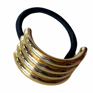 ribbed hair tie in gold