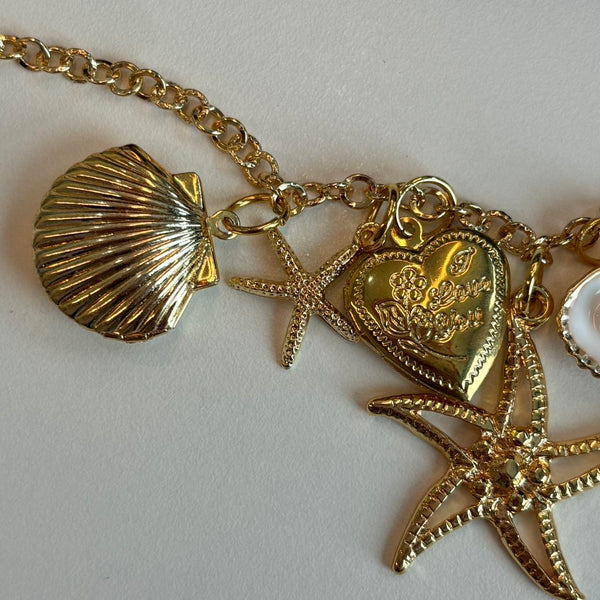 beach gold charm necklace