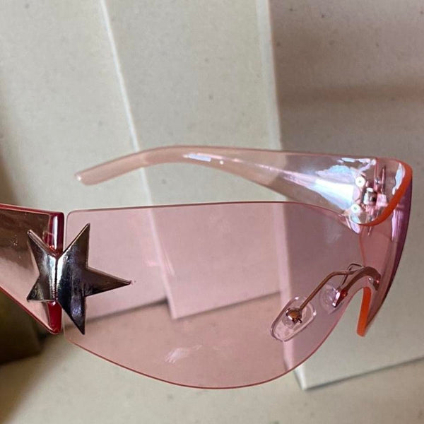 pink sporty wrap around sporty sunglasses