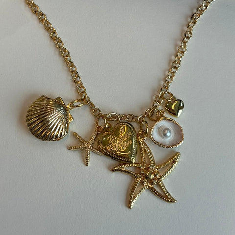 beach gold charm necklace