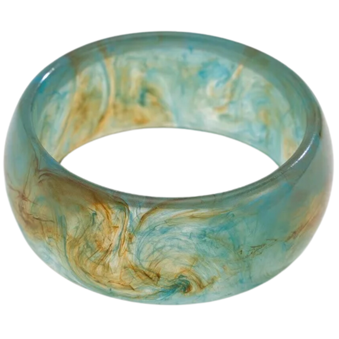 chunky resin bangle in translucent green