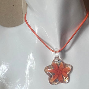 orange glass flower necklace