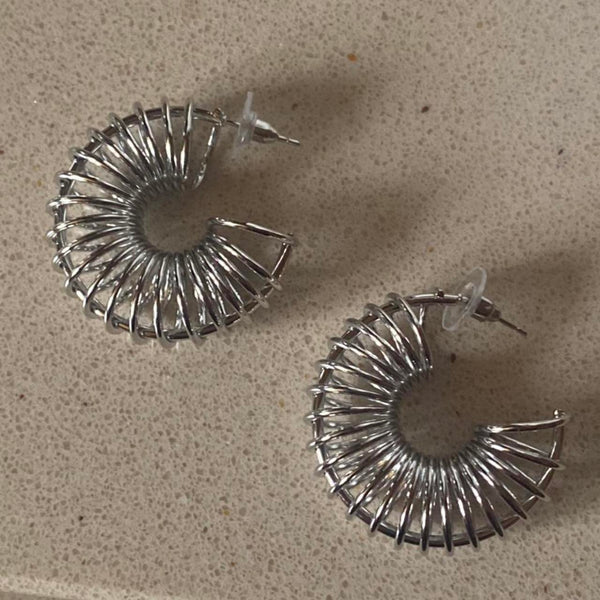 chunky silver spiral hoops