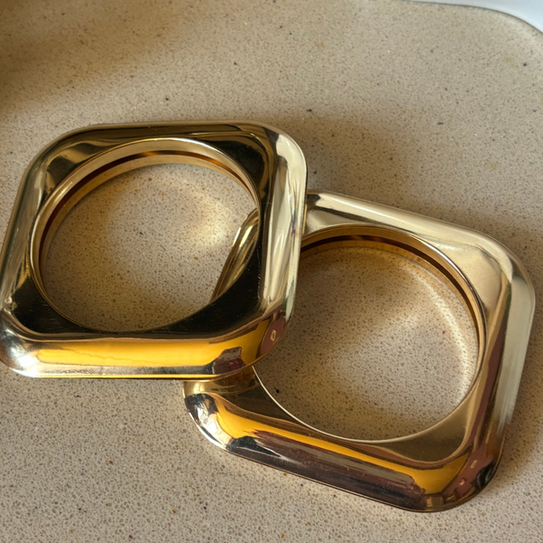 chunky square bangle in gold