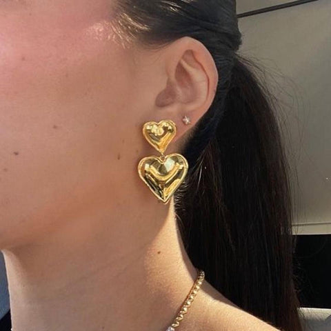 heart stud earrings in gold or silver