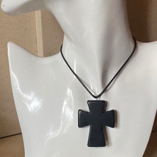 chunky oversized black cross necklace