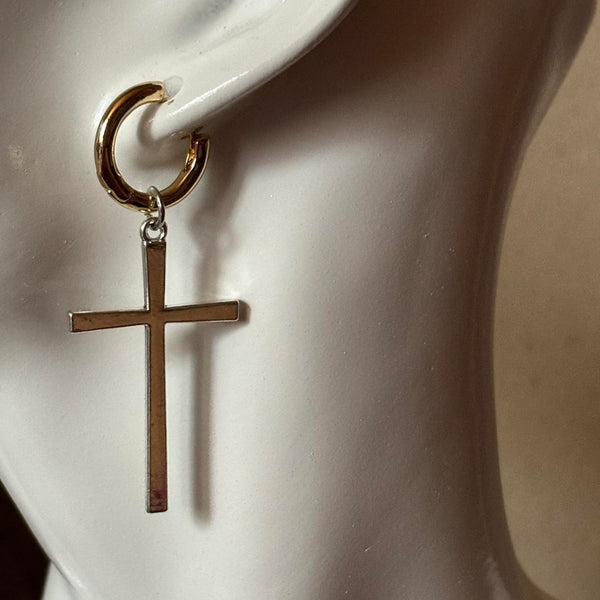 mixed metal cross hoops