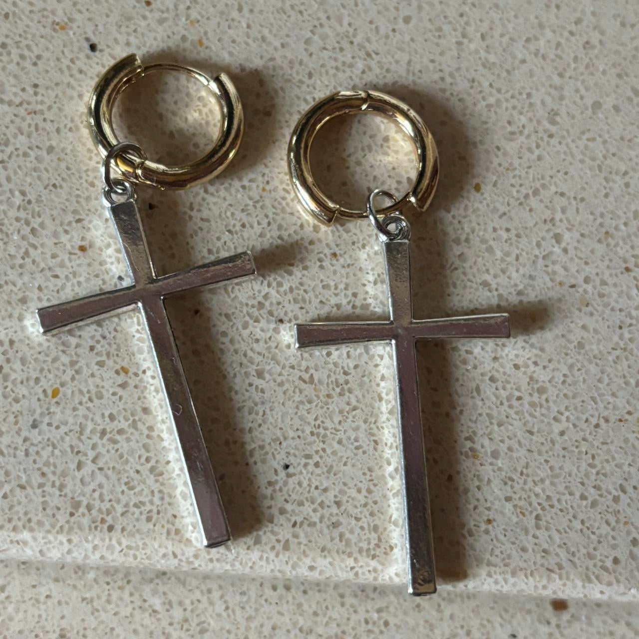 mixed metal cross hoops