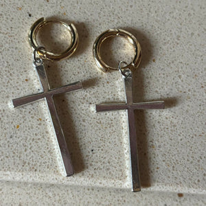 mixed metal cross hoops