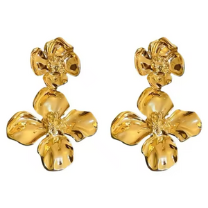 chunky flower earrings in gold