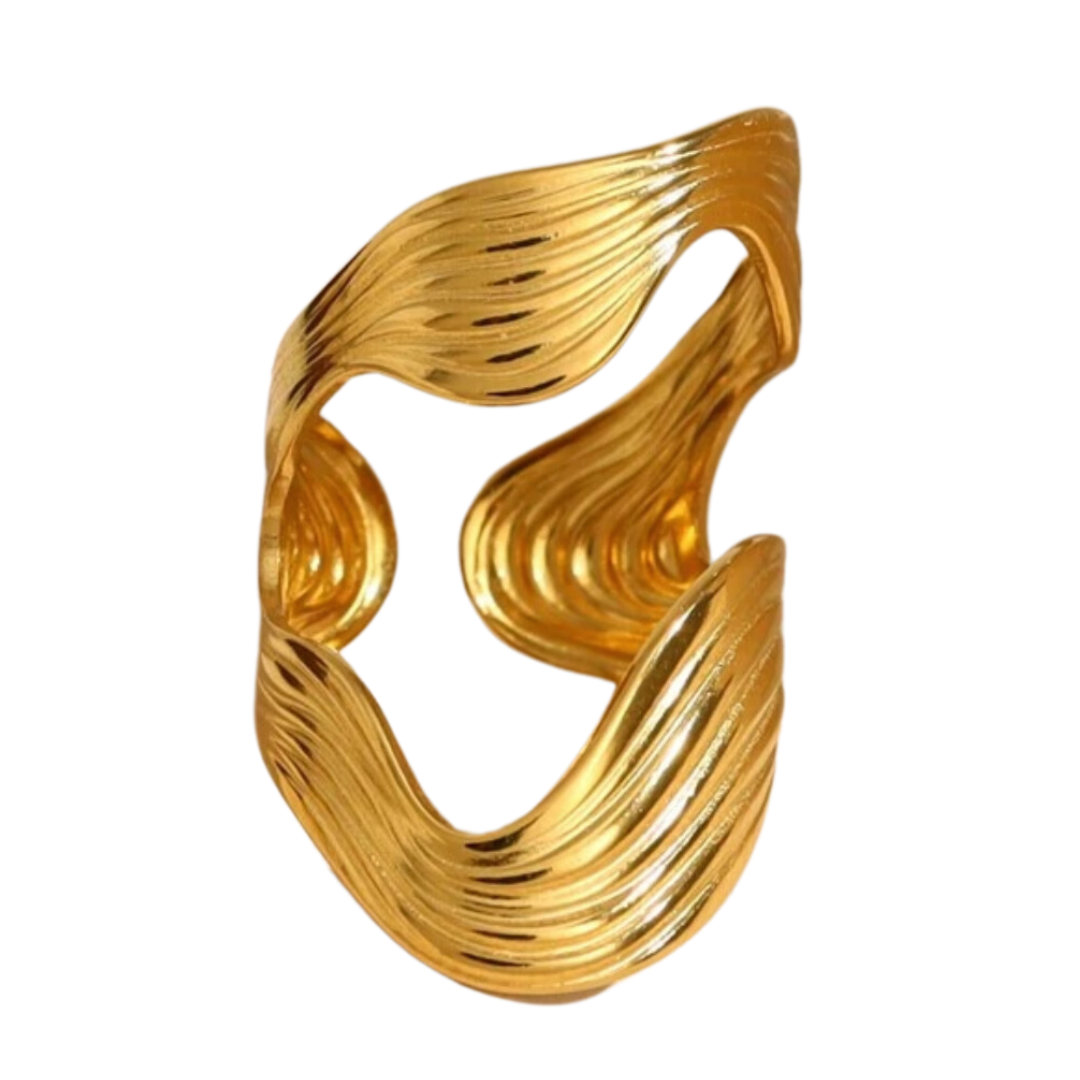 swirl adjustable ring in gold