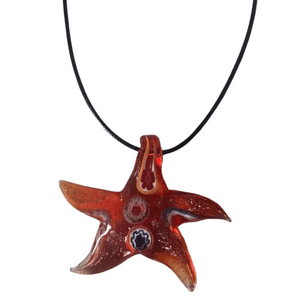 red murano glass starfish pendant necklace