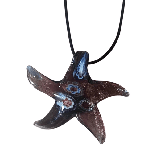 purple murano glass starfish pendant necklace