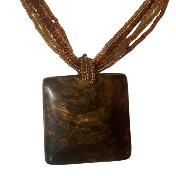 oversized brown chunky pendant necklace