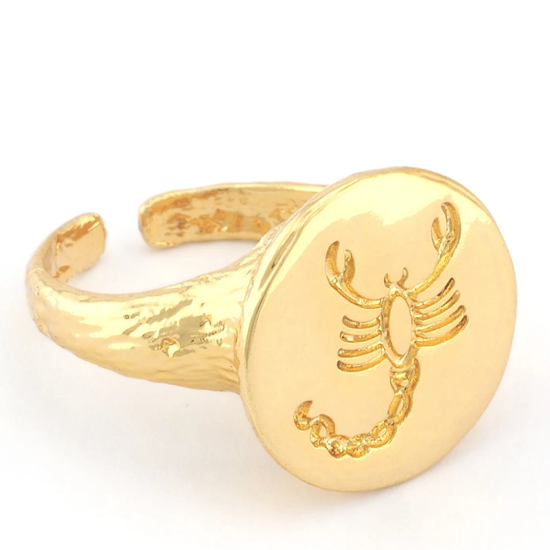 scorpio adjustable signet ring