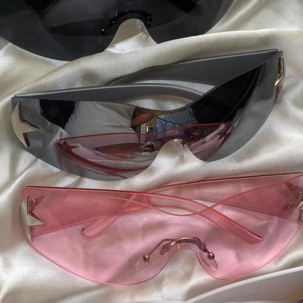 silver mirrored sporty wrap around sunglasses