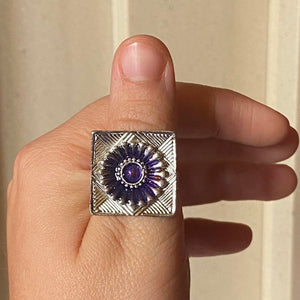 purple flower cocktail ring