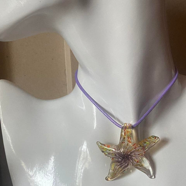 purple glass starfish necklace