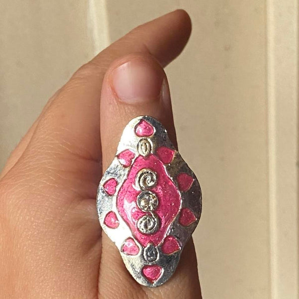 pink diamond shape cocktail ring